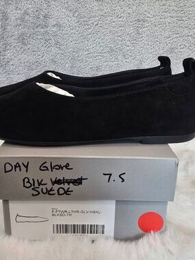 Everlane Day Glove Black Suede Flats Women's Size 7.5 NEW in BOX Classic
